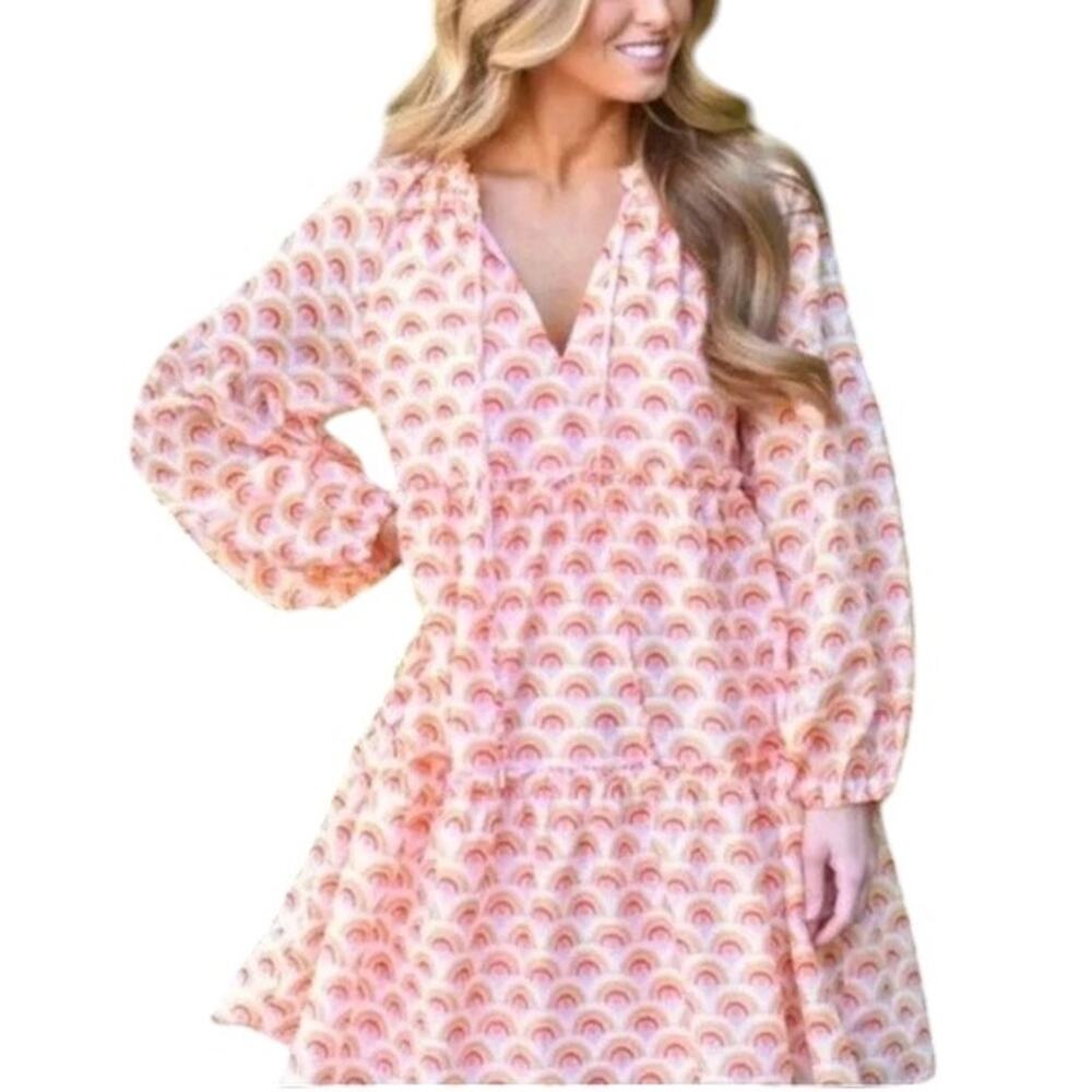 J. Marie The Summer  Orange Tiered  Dress Size Medium